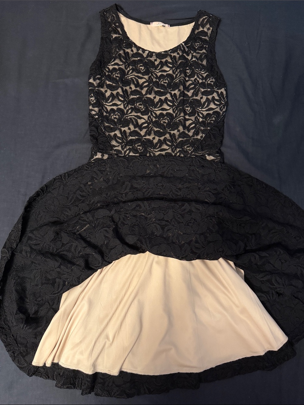 Soprano Black Lace Mini Dress with Nude Lining - Picture 3 of 4